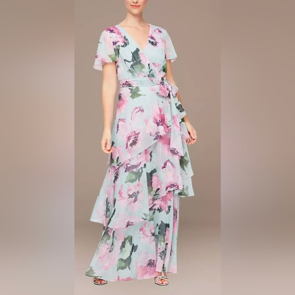 NWT Asymmetrical Tiered Chiffon Dress Size 16 - Picture 1 of 9